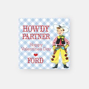 Printable Cowboy Valentine Tags // western // class // favor // boy // gingham