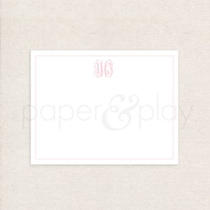 Personalized Monogram Scallop Flat Thank You Card // notecards // monogram // name // pink // baby // shower // nursery // envelopes