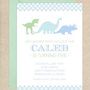 Dinosaur Invitations // digital // t-rex // dino // birthday // printed // printable // invite // trisaratops