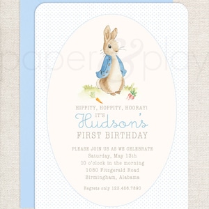 Watercolor Peter Rabbit Invitations // printable // printed // bunny // digital // Beatrix Potter // bitty dot // birthday // baby shower