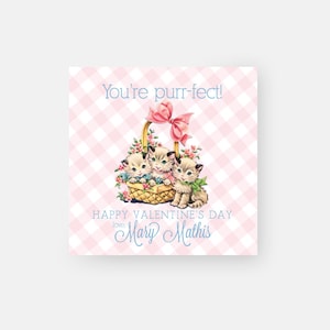 25 Printed Kitten Valentine Treat Tags