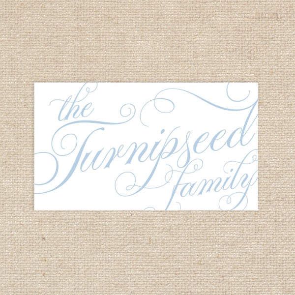 25 Printed Family Enclosure Cards // personalized // gift tags // blue // calligraphy // elegant // classic // calling cards // gifts