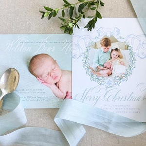 Christmas Wreath Birth Announcement Christmas Cards