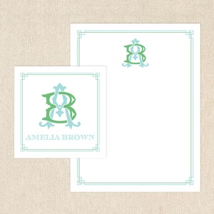 Greek Key Monogram Stationery Set // notecards // calling cards // enclosure cards // monogram gifts Bild 2