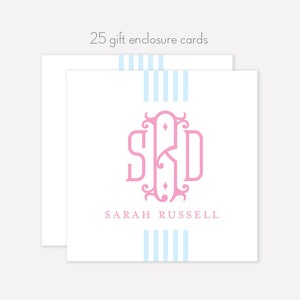 25 Monogram Enclosure Cards // calling cards // girl // birthday // party // tags // gift // monogram // crest // graduation // pink