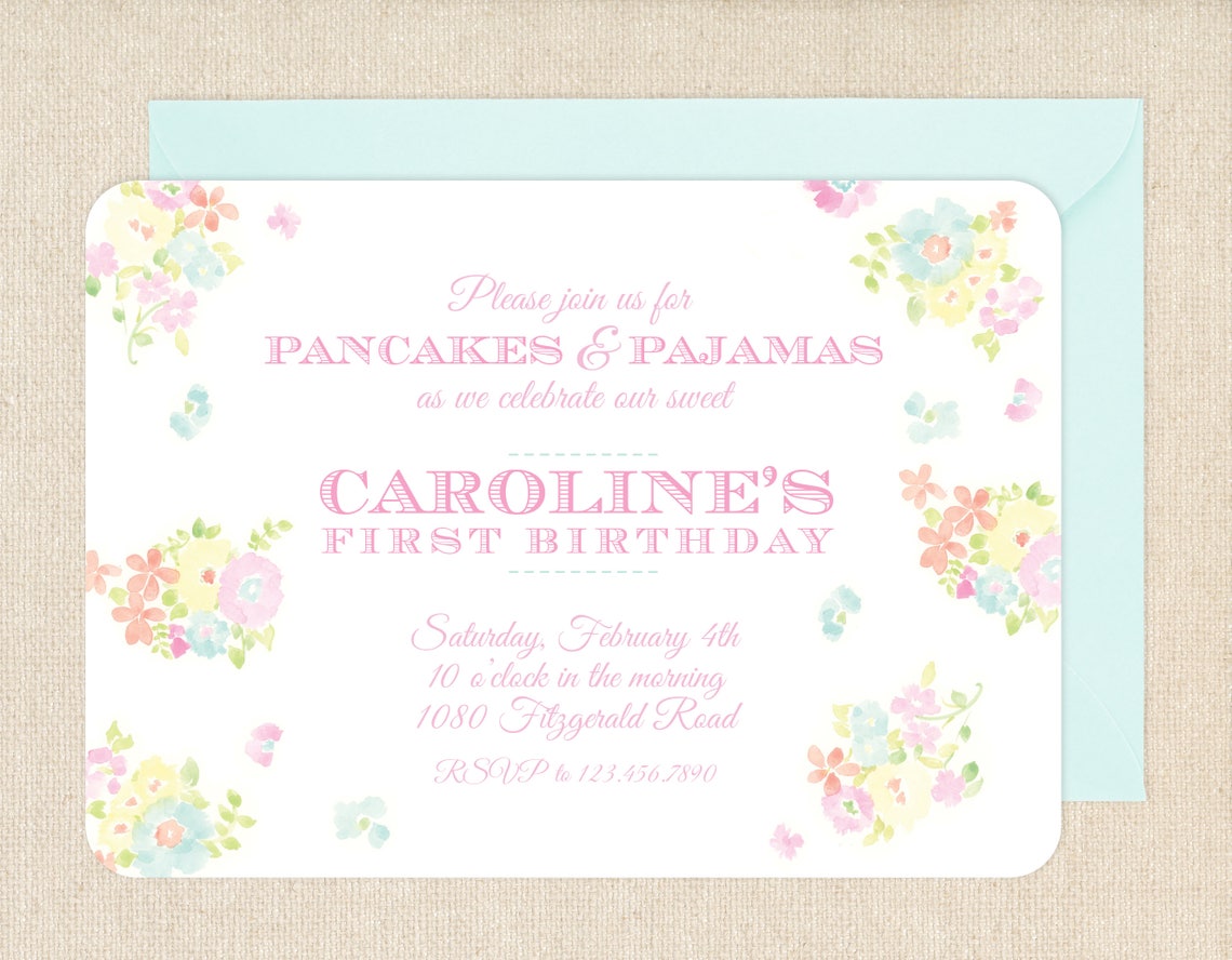 Watercolor Floral Invitations // Printable // Printed // | Etsy