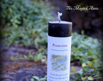 Protection ~ Reiki Charged Black Pillar Magickal Candle ~ Shields Up, Divine Light, Aura, Body, Mind & Soul Candle Magick