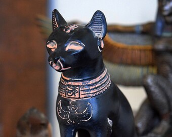 My Sidekick ~ Egyptian Black Bastet/Cat Statue ~ Eye of Horus, Scarab, Familiar, Good Health, Healer, Regeneration, Protector, Good Fortune