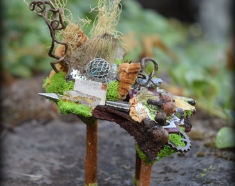 Handmade Woodland Faery Work Table, by The Magick Attic ~ Wee Folk, Faery Furniture, Sidhe, Fae