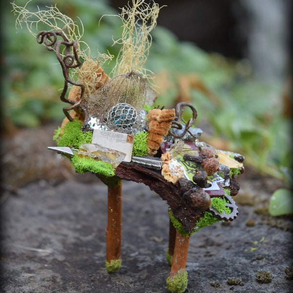 Handmade Woodland Faery Work Table, by The Magick Attic ~ Wee Folk, Faery Furniture, Sidhe, Fae