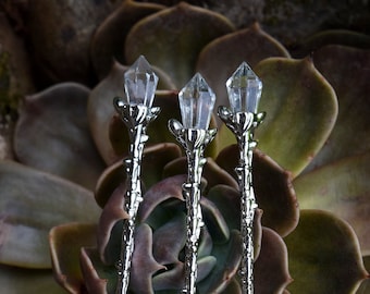 Stir Up Some Magick ~ Silver Faux Crystal Faery Spoons ~ Tea Party, Potions, Herbs, Incense, Life is Magickal