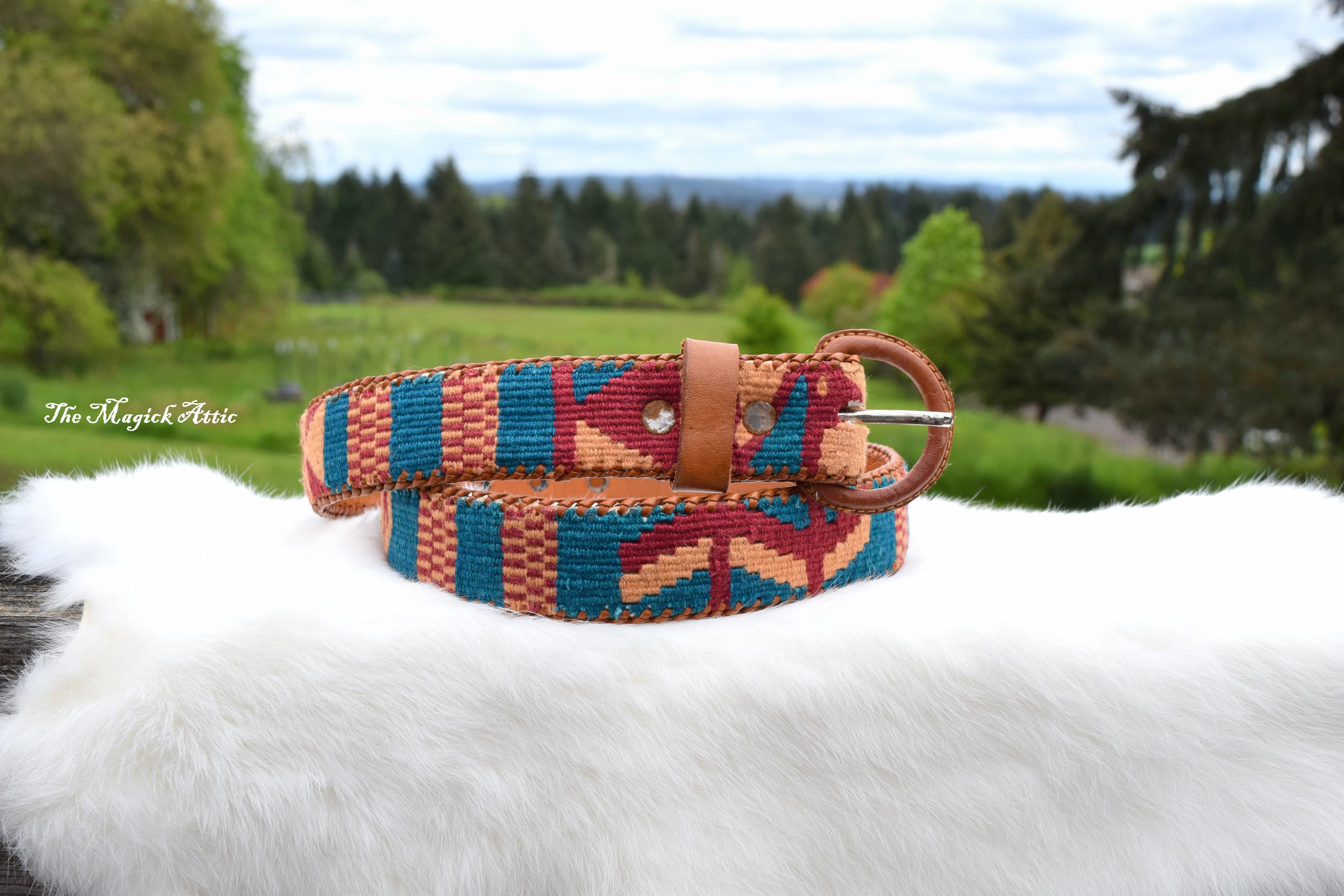 Genuine leather colorful sarape belt sz Xl bohemian festival Serape Leather Belt - Etsy main image 4