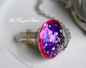 Take the path through the Mushrooms ~ Magickal Crystal Toadstool Loose Leaf Tea Strainer ~ Softness, Strength, Persistence, Kindness