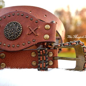 Chico\'s Vintage Brown Boho Cabochon Studded Belt Size Small/Medium Adjustable Chico main image 4
