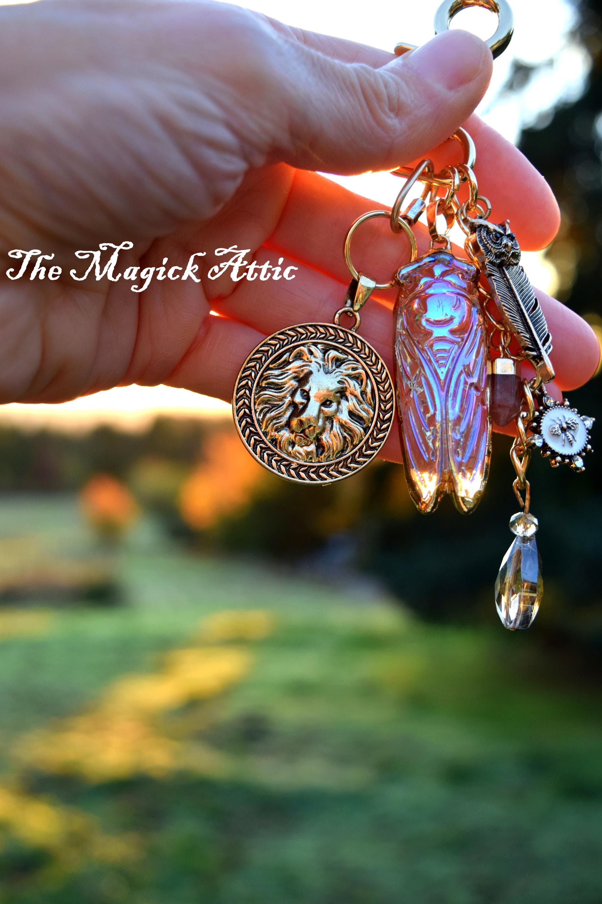 Prudence ~ Lion Medicine Cicada Owl Purse HandBag Charm ~ Timing, Power, Home & Hearth, Balance,