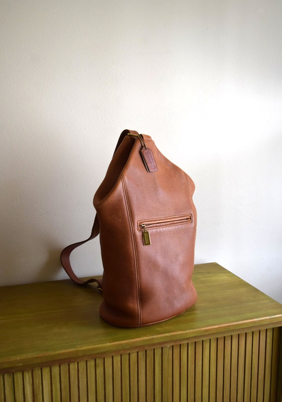 coach camel backpack Vintage Coach Camel Brown Leather Backpack / Purse ~ Boho, Natural, Simple