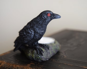 Raven Tea Light Candle Holder ~ Spirit Animal, Messenger, Guidance, Synchronicity