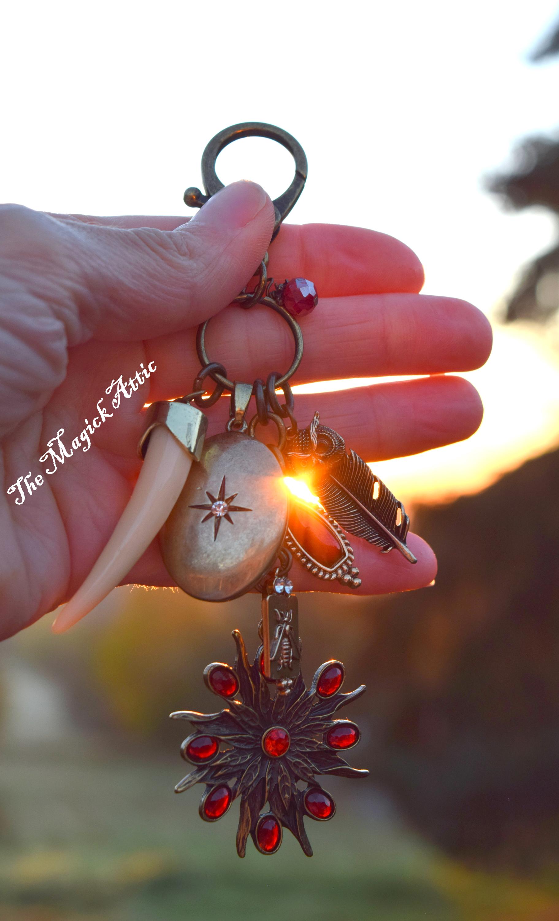 Nature is Calling ~ Bronze Owl Medicine Cougar Honey Bee Purse Charm ~ Meaningful Gifts, Intuition, 