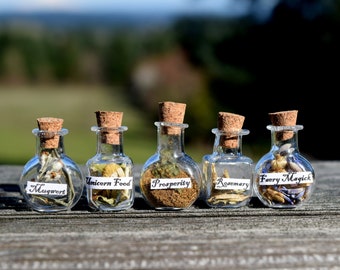 Five Tiny Woodland Faery Potion Bottles, by The Magick Attic