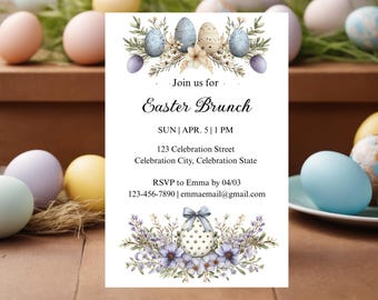 Editable Easter Brunch Invitation Template | Digital Easter Invite | Printable Easter Invite | Instant Download