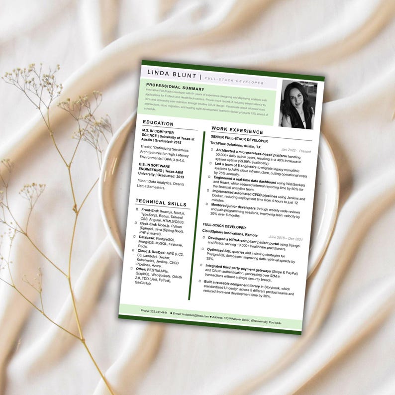 Full Stack Developer Resume Template 2026 | Software Engineer CV Word | ATS Tech Resume | Editable Developer Job Application Download image 11