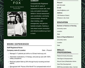 Registered Nurse Resume Template Word 2026 | RN Resume Ats Friendly CV | Nursing Job Application | Editable Modern Nurse CV Download
