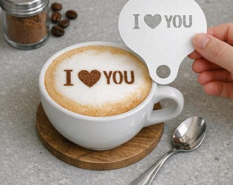 Latte Art Template Set, Cappuccino Decor Tool, Custom Barista Gift, Mug Dusting Design