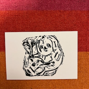 Over the Garden Wall Inspired Pumpkin Linocut Block Print-Black