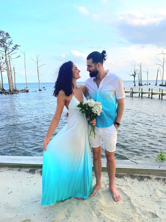 Matching Men's Shirt to customized ombre wedding dress, wedding shirt, Beach wedding, ombre shirt, grooms Shirt Matching Men's Shirt to customized ombre wedding dress, wedding shirt, Beach wedding, ombre shirt, grooms Shirt