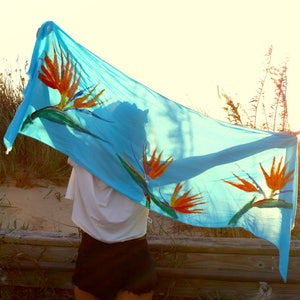 The Eva Scarf in Paradaiso, Shawl, Beach accessory, Sarong, Swim cover up, Beach cover up, Resort wear, honeymoon, Tropical scarf