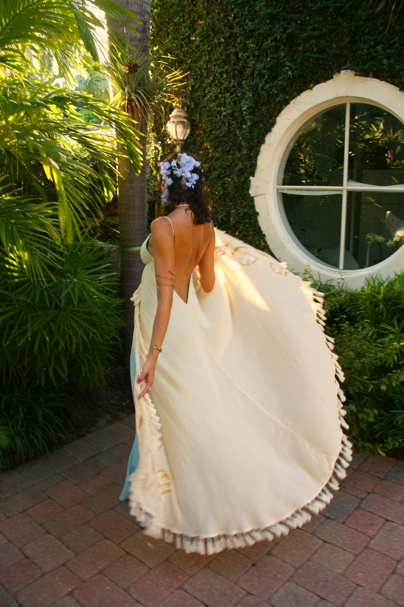 The Maikai Dress in Art Nouveau, Backless dress, Maxi dress, Beach wear, Tropical dress, Resort wear dress, honeymoon dress, wedding dress image 2