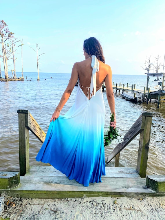 Customized Ombre Wedding Dress for Beach Weddings, Rustic, Hand Dyed, - Etsy