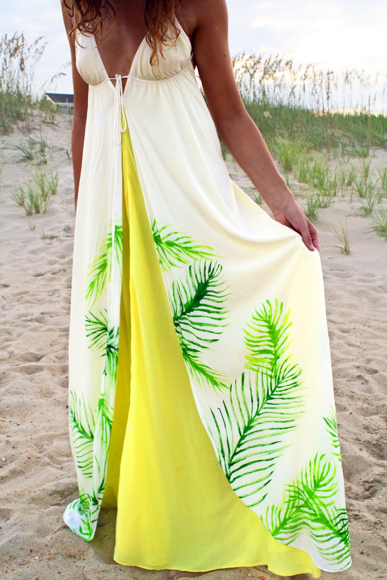 The Maikai Dress in Cabana, Backless dress, Maxi dress, Beach wear, Tropical dress, Resort wear dress, honeymoon dress, Tropical cover up image 9