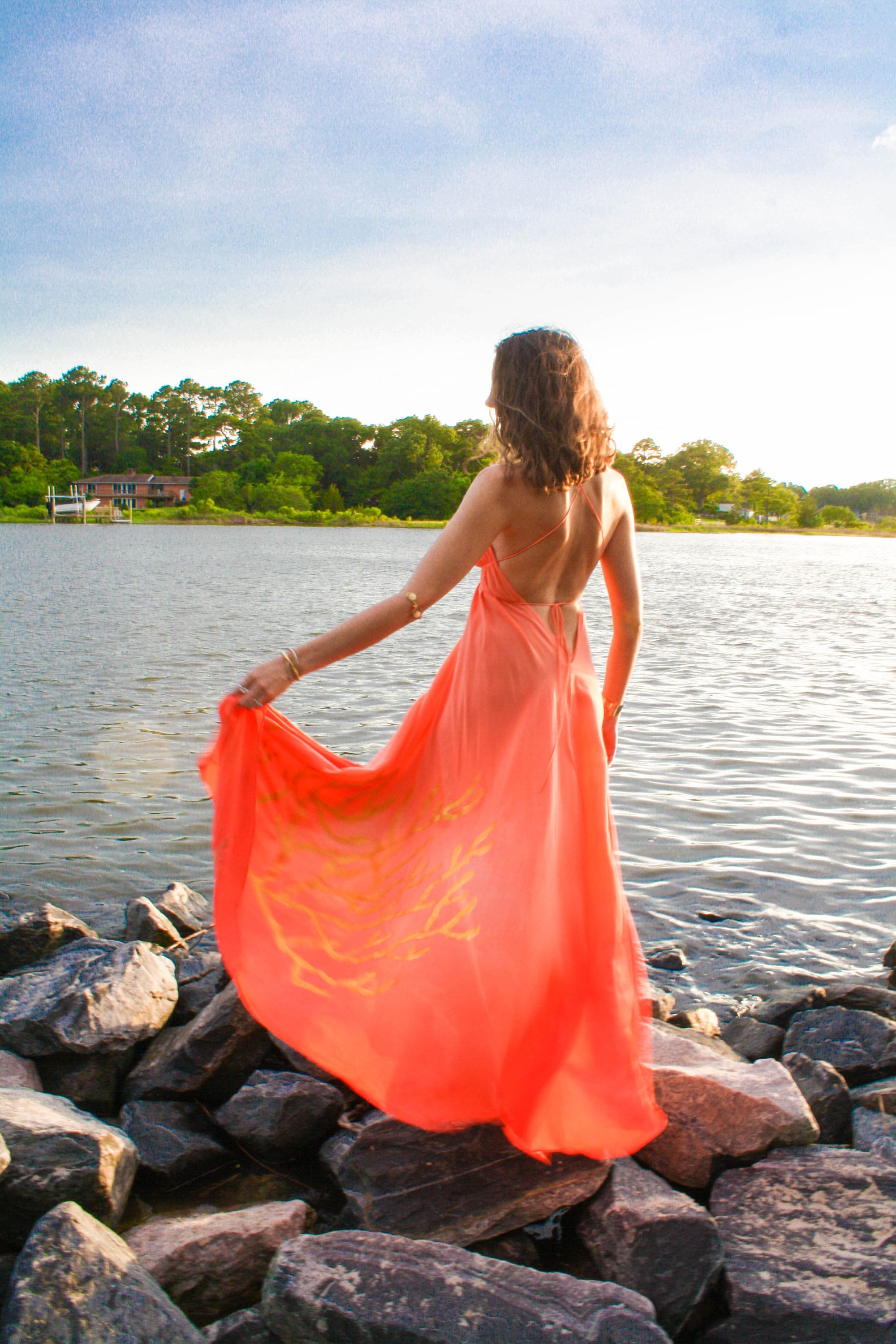 coral backless dress Nicky Open Back Dress Coral S