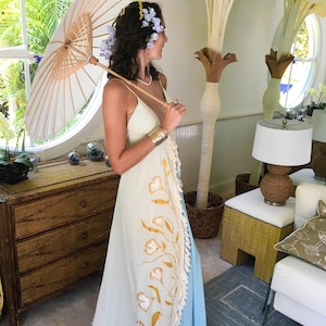 The Maikai Dress in Art Nouveau, Backless dress, Maxi dress, Beach wear, Tropical dress, Resort wear dress, honeymoon dress, wedding dress image 8