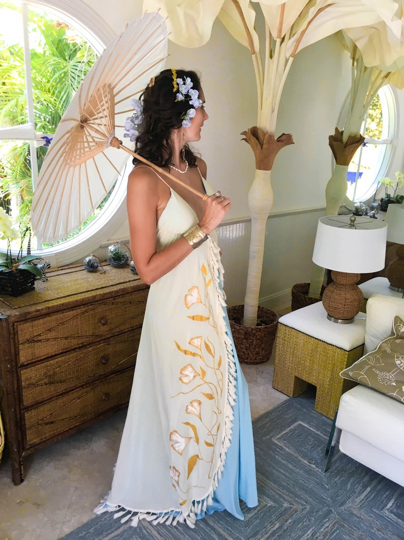 The Maikai Dress in Art Nouveau, Backless dress, Maxi dress, Beach wear, Tropical dress, Resort wear dress, honeymoon dress, wedding dress image 8