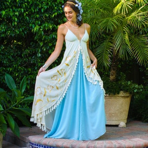 The Maikai Dress in Art Nouveau, Backless dress, Maxi dress, Beach wear, Tropical dress, Resort wear dress, honeymoon dress, wedding dress image 10