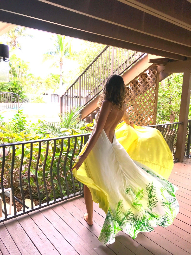 The Maikai Dress in Cabana, Backless dress, Maxi dress, Beach wear, Tropical dress, Resort wear dress, honeymoon dress, Tropical cover up image 2