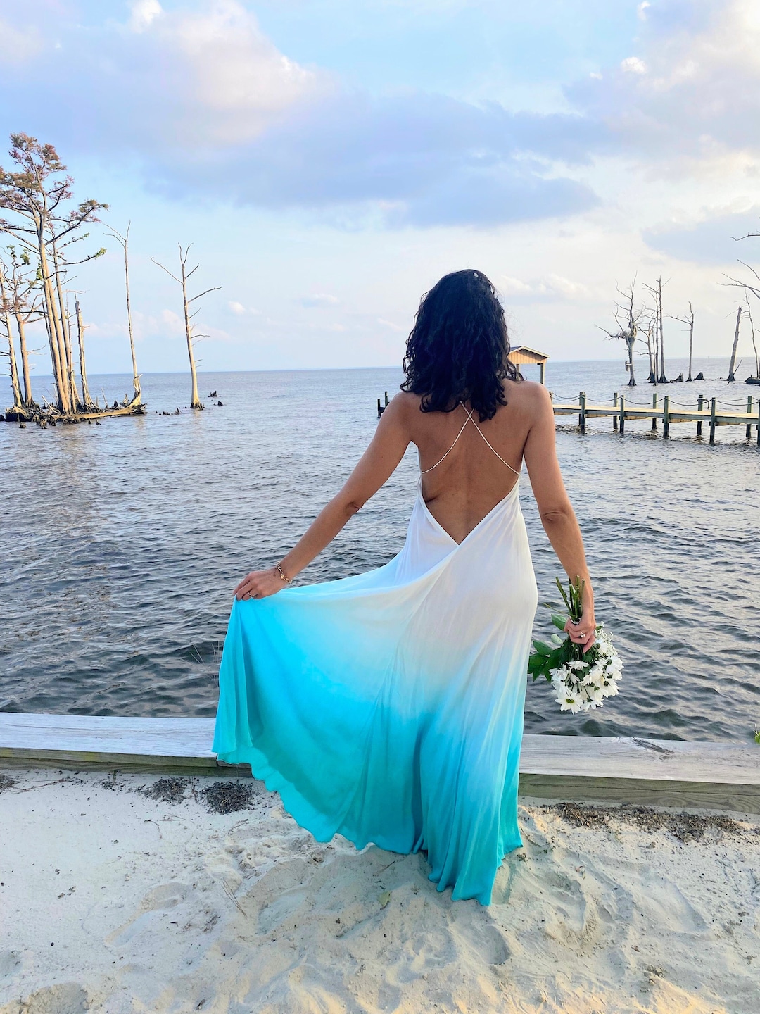 Customized Ombre Siren Wedding Dress for Beach Weddings, Rustic, Hand Dyed,  Backless, Low Back Dress - Etsy