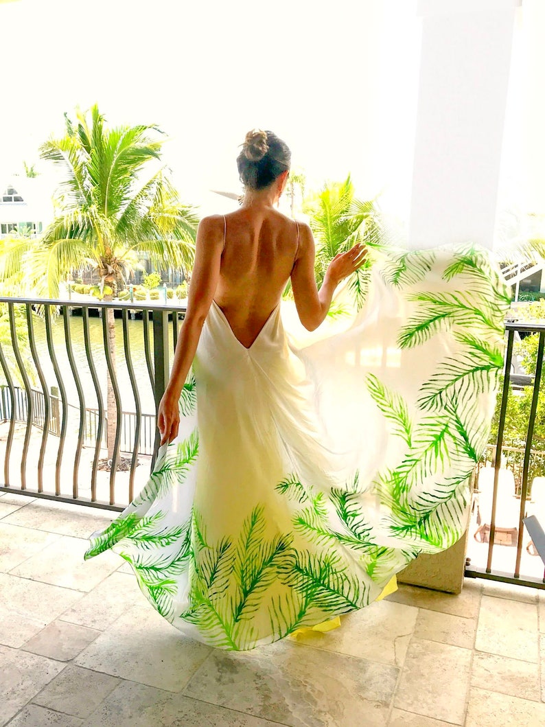 The Maikai Dress in Cabana, Backless dress, Maxi dress, Beach wear, Tropical dress, Resort wear dress, honeymoon dress, Tropical cover up image 1