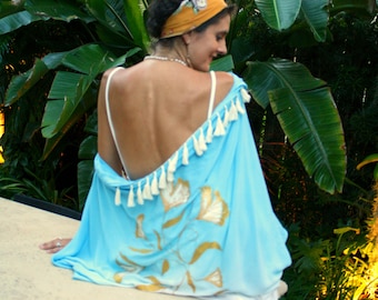 The Tides Kimono in Art Nouveau, Beach wear, Swim cover up, Beach cover up, Resort wear, honeymoon,  Tropical cover up, shawl, scarf