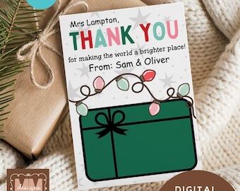 Christmas Teacher Appreciation Printable Gift Card Holder (DIY Canva Digital Download 5x7  Mobile) 028