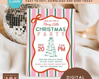 Editable Christmas Party Digital Invitation, Vintage Plaid Holiday Digital Invite (Digital Download 5x7 and Mobile) 035