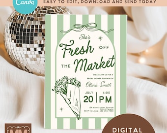 She's Fresh Off the Market Bridal Shower Invitation, Modern Printable Invite  (DIY Canva Digital Download 5x7 or Mobile) 003