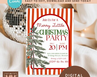 Editable Christmas Party Digital Invitation, Vintage Plaid Holiday Digital Invite (Digital Download 5x7 and Mobile) 036