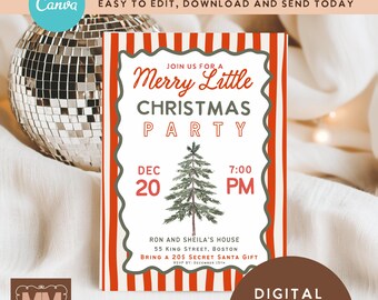 Editable Christmas Party Digital Invitation, Vintage Plaid Holiday Digital Invite (Digital Download 5x7 and Mobile) 036