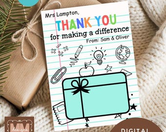Teacher Appreciation Printable Gift Card Holder, Teacher Appreciation Christmas Gift (DIY Canva Digital Instant Download 5x7 or Mobile) 027