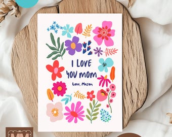 Customizable Card For Mom Grandma, Modern Floral Birthday Christmas Gifts From Daughter Son (Instant Download 5x7 and Mobile) 006