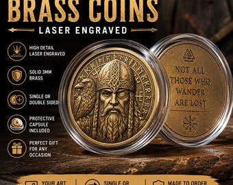 Pièce personnalisée en laiton gravée au laser | Jeton de défi Viking, souvenir de poche personnalisé