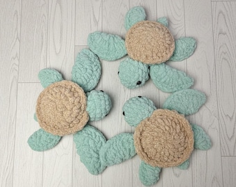 Peluche de tortuga marina bebé hecho a mano, listo para enviar.